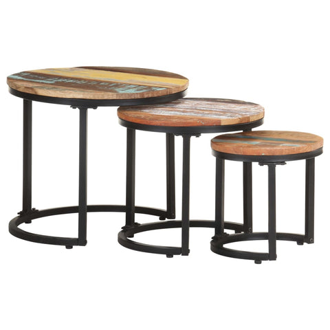 ZNTS Side Tables 3 pcs Solid Reclaimed Wood 320688