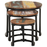 ZNTS Side Tables 3 pcs Solid Reclaimed Wood 320688