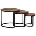 ZNTS Side Tables 3 pcs Solid Reclaimed Wood 320688