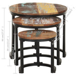 ZNTS Side Tables 3 pcs Solid Reclaimed Wood 320688
