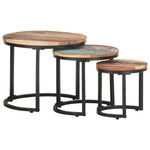 ZNTS Side Tables 3 pcs Solid Reclaimed Wood 320688
