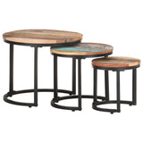 ZNTS Side Tables 3 pcs Solid Reclaimed Wood 320688