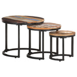 ZNTS Side Tables 3 pcs Solid Reclaimed Wood 320688