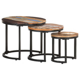 ZNTS Side Tables 3 pcs Solid Reclaimed Wood 320688