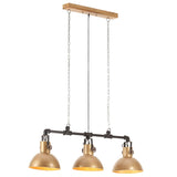 ZNTS Industrial Pendant Lamp Iron and Solid Mango Wood Brass E27 320826