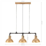 ZNTS Industrial Pendant Lamp Iron and Solid Mango Wood Brass E27 320826