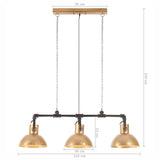 ZNTS Industrial Pendant Lamp Iron and Solid Mango Wood Brass E27 320826