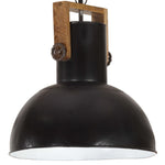 ZNTS Industrial Hanging Lamp 25 W Black Round Mango Wood 42 cm E27 320842