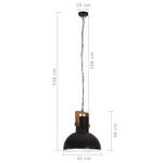 ZNTS Industrial Hanging Lamp 25 W Black Round Mango Wood 42 cm E27 320842