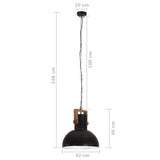 ZNTS Industrial Hanging Lamp 25 W Black Round Mango Wood 42 cm E27 320842