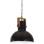 ZNTS Industrial Hanging Lamp 25 W Black Round Mango Wood 42 cm E27 320842