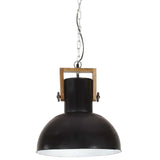 ZNTS Industrial Hanging Lamp 25 W Black Round Mango Wood 42 cm E27 320842