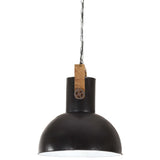 ZNTS Industrial Hanging Lamp 25 W Black Round Mango Wood 42 cm E27 320842