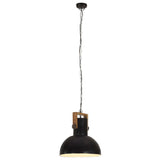 ZNTS Industrial Hanging Lamp 25 W Black Round Mango Wood 42 cm E27 320842