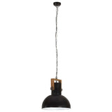 ZNTS Industrial Hanging Lamp 25 W Black Round Mango Wood 42 cm E27 320842