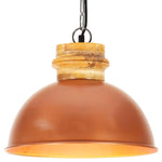 ZNTS Industrial Hanging Lamp Copper Round 32 cm E27 Solid Mango Wood 320861