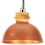 ZNTS Industrial Hanging Lamp Copper Round 32 cm E27 Solid Mango Wood 320861