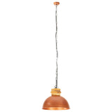 ZNTS Industrial Hanging Lamp Copper Round 32 cm E27 Solid Mango Wood 320861