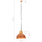ZNTS Industrial Hanging Lamp Copper Round 32 cm E27 Solid Mango Wood 320861