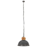 ZNTS Industrial Hanging Lamp Grey Round 32 cm E27 Solid Mango Wood 320864