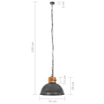 ZNTS Industrial Hanging Lamp Grey Round 32 cm E27 Solid Mango Wood 320864