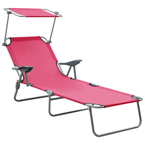 ZNTS Sun Lounger with Canopy Steel Pink 310337
