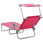 ZNTS Sun Lounger with Canopy Steel Pink 310337