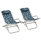 ZNTS Rocking Chairs 2 pcs Steel Leaf Print 310342