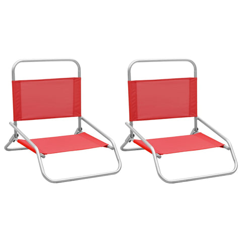 ZNTS Folding Beach Chairs 2 pcs Red Fabric 310367