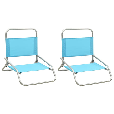 ZNTS Folding Beach Chairs 2 pcs Turquoise Fabric 310371