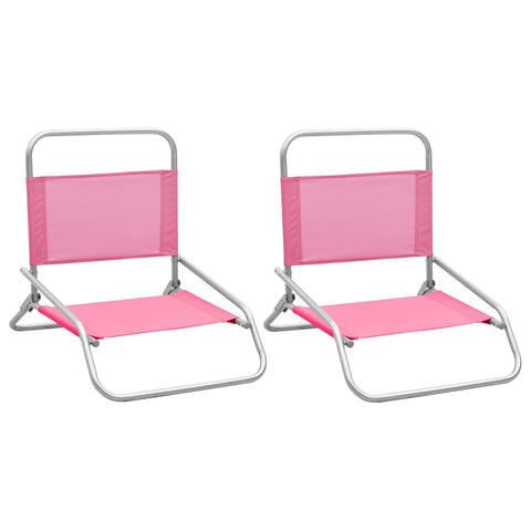 ZNTS Folding Beach Chairs 2 pcs Pink Fabric 310372