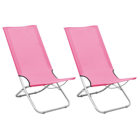 ZNTS Folding Beach Chairs 2 pcs Pink Fabric 310381