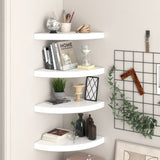 ZNTS Floating Corner Shelves 4 pcs High Gloss White 35x35x3.8 cm MDF 323909