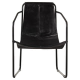 ZNTS Relaxing Armchair Black Real Leather 323727