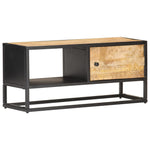 ZNTS TV Cabinet with Carved Door 90x30x40 cm Rough Mango Wood 320944