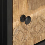 ZNTS TV Cabinet with Carved Door 90x30x40 cm Rough Mango Wood 320944