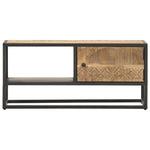 ZNTS TV Cabinet with Carved Door 90x30x40 cm Rough Mango Wood 320944