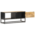 ZNTS TV Cabinet with Carved Door 90x30x40 cm Rough Mango Wood 320944