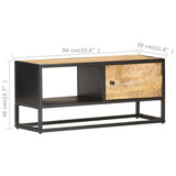 ZNTS TV Cabinet with Carved Door 90x30x40 cm Rough Mango Wood 320944