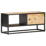 ZNTS TV Cabinet with Carved Door 90x30x40 cm Rough Mango Wood 320944