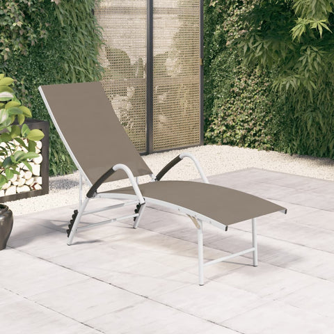 ZNTS Sun Lounger Textilene and Aluminium Taupe 310523