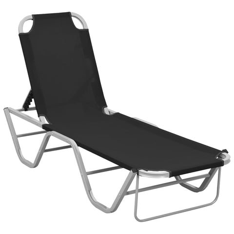 ZNTS Sun Lounger Aluminium and Textilene Black 310525