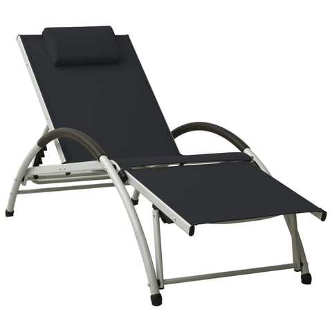 ZNTS Sun Lounger with Pillow Textilene Black 310529