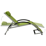 ZNTS Sun Lounger with Pillow Textilene Green 310532