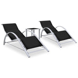 ZNTS Sun Loungers 2 pcs with Table Aluminium Black 310534