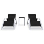 ZNTS Sun Loungers 2 pcs with Table Aluminium Black 310534