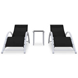 ZNTS Sun Loungers 2 pcs with Table Aluminium Black 310534