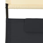 ZNTS Double Sun Lounger with Canopy Textilene Black and Cream 310547