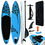 ZNTS Inflatable Stand Up Paddleboard Set 320x76x15 cm Blue 92738