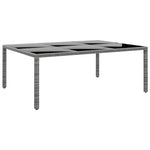 ZNTS Garden Table 200x150x75 cm Tempered Glass and Poly Rattan Grey 310587